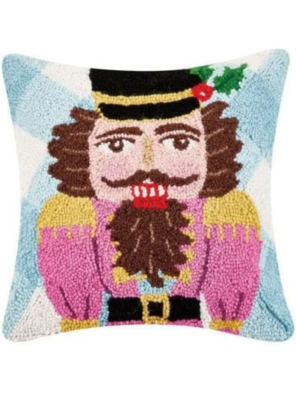 Festive Gingham Nutcracker Decorative Throw Pillow for Holiday Home Decor